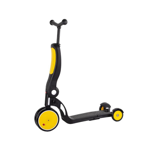 Adaptable 5 in 1 Kid's Scooter Yellow standing at KiwiBargain Auckland