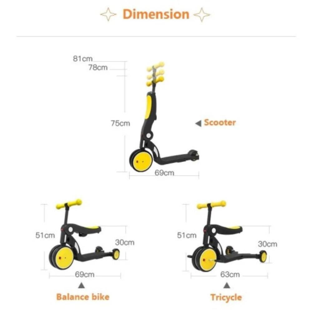 Adaptable 5 in 1 Kid's Scooter dimensions at KiwiBargain NZ