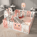 Baby Playpen Set with Basketball Hoop, Slide, Swing, Rocking Horse & Playmat - KiwiBargain