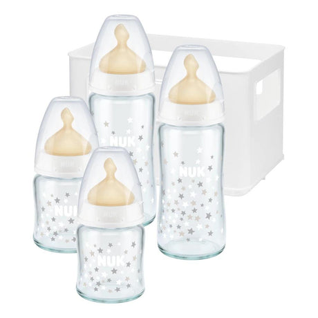 NUK First Choice Plus Glass Bottle Set with Temperature Control with latex teat - KiwiBargain