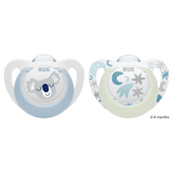 NUK Star Day & Night Silicone Soother - 2Pk - 0-36 Months - KiwiBargain